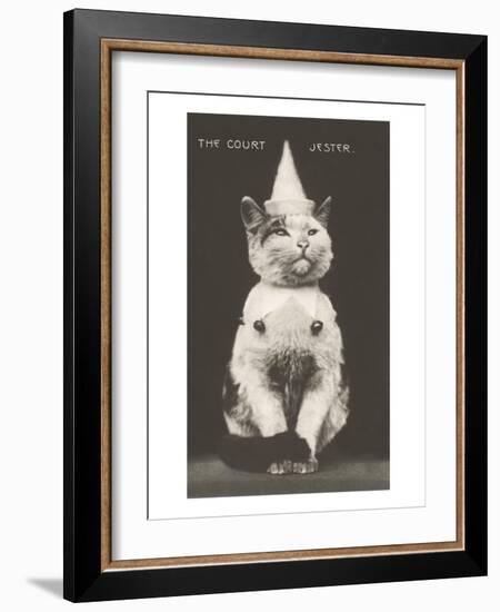 Cat with Pointed Hat, Court Jester-null-Framed Art Print