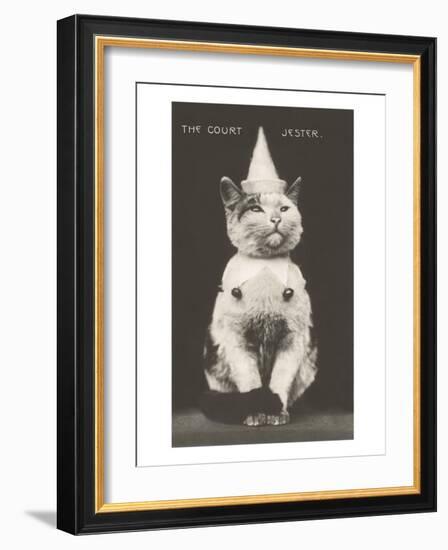 Cat with Pointed Hat, Court Jester-null-Framed Art Print