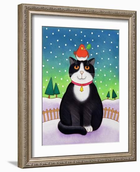 Cat with Robin-Cathy Baxter-Framed Giclee Print