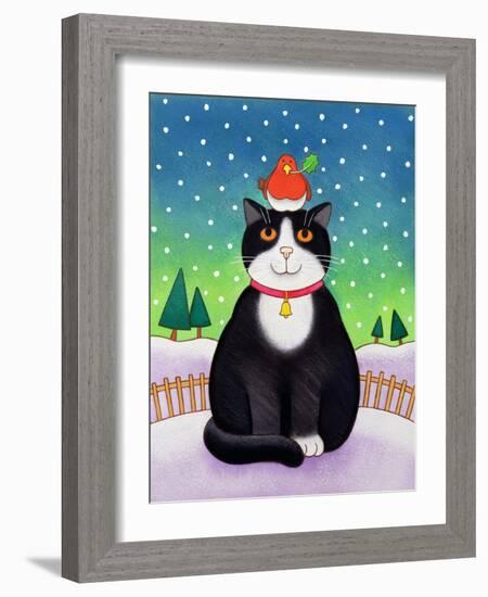 Cat with Robin-Cathy Baxter-Framed Giclee Print