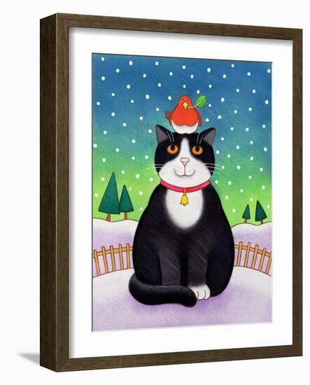 Cat with Robin-Cathy Baxter-Framed Giclee Print