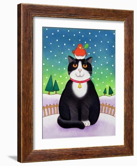 Cat with Robin-Cathy Baxter-Framed Giclee Print