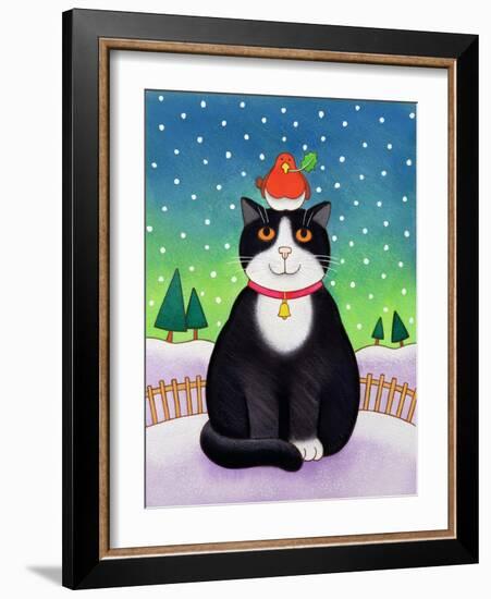 Cat with Robin-Cathy Baxter-Framed Giclee Print