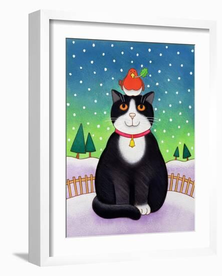 Cat with Robin-Cathy Baxter-Framed Giclee Print