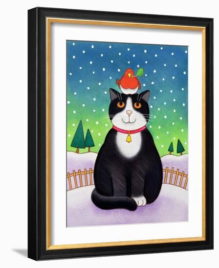 Cat with Robin-Cathy Baxter-Framed Giclee Print