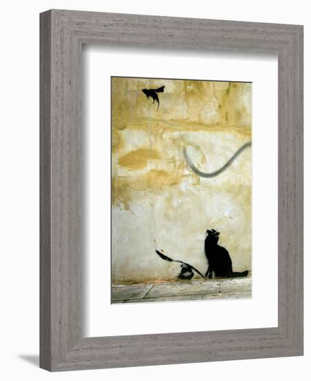 Cat-Banksy-Framed Giclee Print