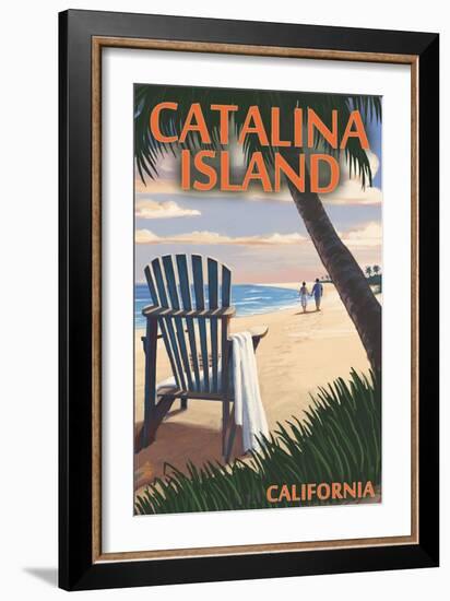 Catalina Island, California - Adirondack Chairs and Sunset-Lantern Press-Framed Art Print