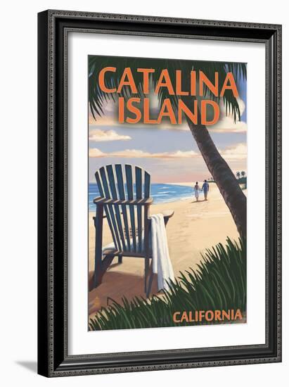 Catalina Island, California - Adirondack Chairs and Sunset-Lantern Press-Framed Art Print