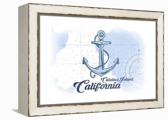 Catalina Island, California - Anchor - Blue - Coastal Icon-Lantern Press-Framed Stretched Canvas