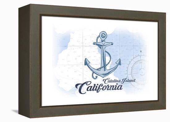 Catalina Island, California - Anchor - Blue - Coastal Icon-Lantern Press-Framed Stretched Canvas