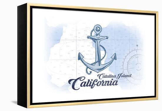 Catalina Island, California - Anchor - Blue - Coastal Icon-Lantern Press-Framed Stretched Canvas