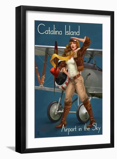 Catalina Island, California - Aviator Pinup Girl-Lantern Press-Framed Art Print