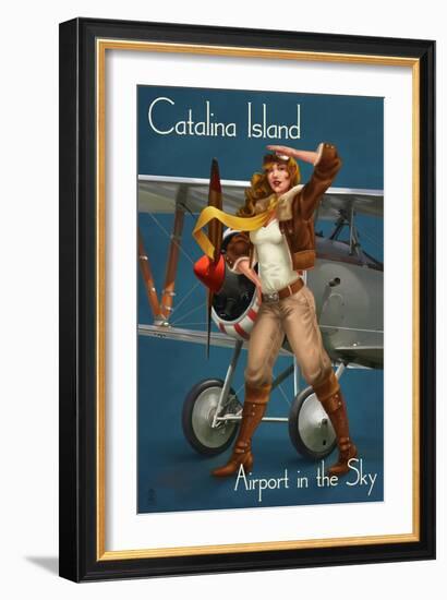 Catalina Island, California - Aviator Pinup Girl-Lantern Press-Framed Art Print