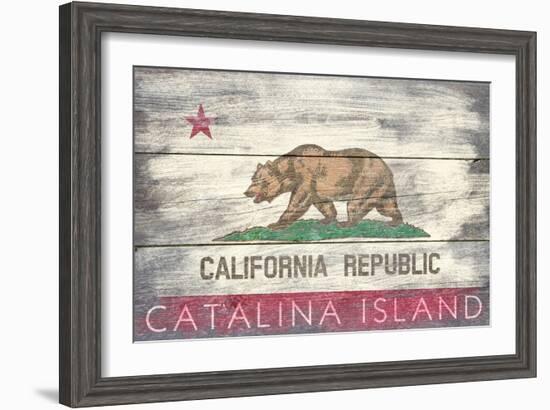 Catalina Island, California - Barnwood State Flag-Lantern Press-Framed Art Print