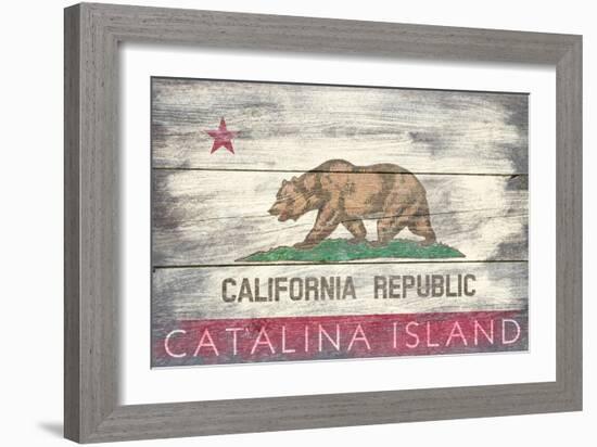 Catalina Island, California - Barnwood State Flag-Lantern Press-Framed Art Print