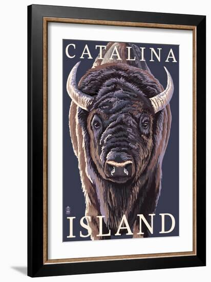 Catalina Island, California - Bison Up Close-Lantern Press-Framed Premium Giclee Print