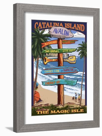 Catalina Island, California - Destination Sign #2-Lantern Press-Framed Art Print