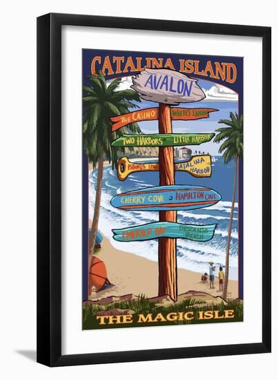 Catalina Island, California - Destination Sign #2-Lantern Press-Framed Art Print