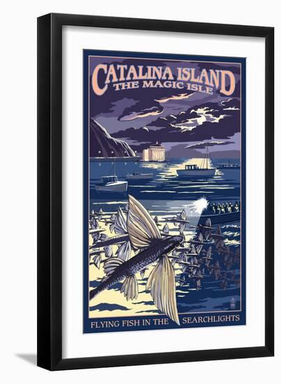 Catalina Island, California - Flying Fish-Lantern Press-Framed Art Print