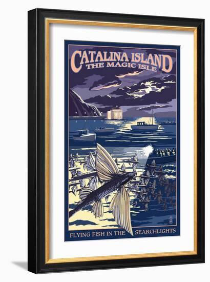 Catalina Island, California - Flying Fish-Lantern Press-Framed Art Print