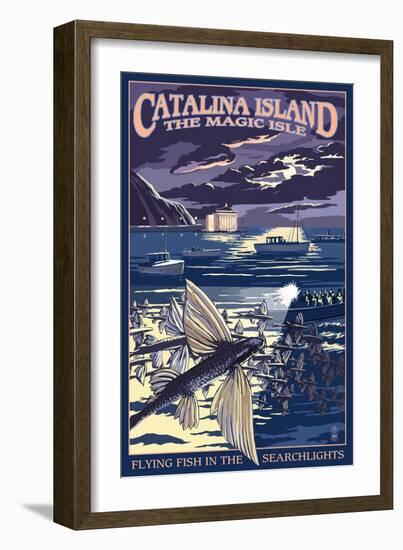 Catalina Island, California - Flying Fish-Lantern Press-Framed Premium Giclee Print