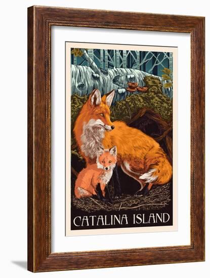 Catalina Island, California - Fox and Kit-Lantern Press-Framed Art Print