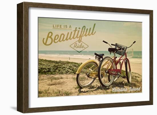 Catalina Island, California - Life is a Beautiful Ride - Beach Cruisers-Lantern Press-Framed Art Print