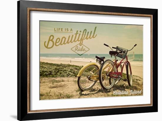 Catalina Island, California - Life is a Beautiful Ride - Beach Cruisers-Lantern Press-Framed Art Print