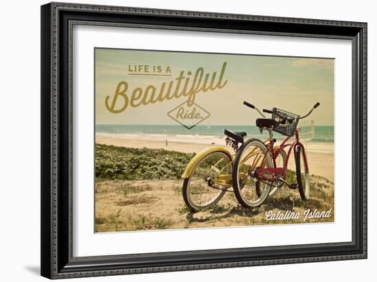 Catalina Island, California - Life is a Beautiful Ride - Beach Cruisers-Lantern Press-Framed Art Print