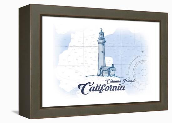 Catalina Island, California - Lighthouse - Blue - Coastal Icon-Lantern Press-Framed Stretched Canvas