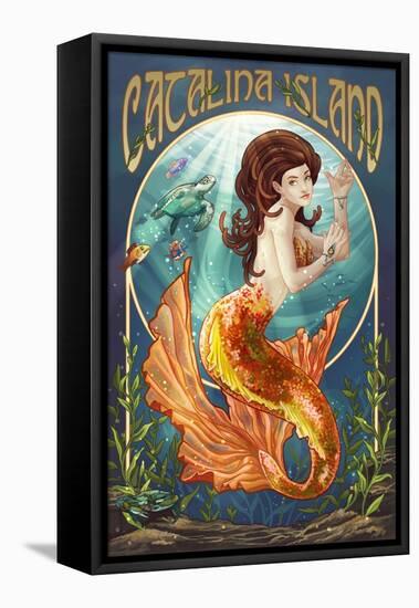 Catalina Island, California - Mermaid-Lantern Press-Framed Stretched Canvas