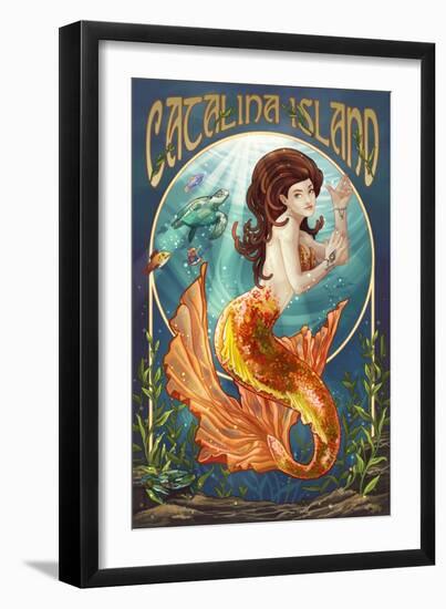 Catalina Island, California - Mermaid-Lantern Press-Framed Art Print