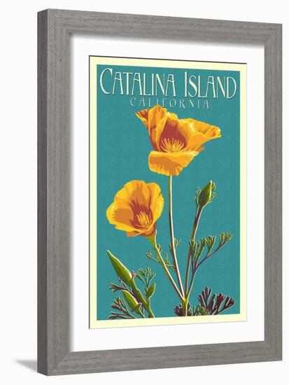 Catalina Island, California - Poppy - Letterpress-Lantern Press-Framed Art Print