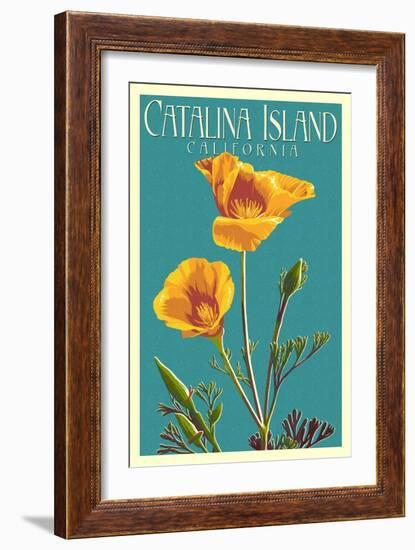 Catalina Island, California - Poppy - Letterpress-Lantern Press-Framed Art Print