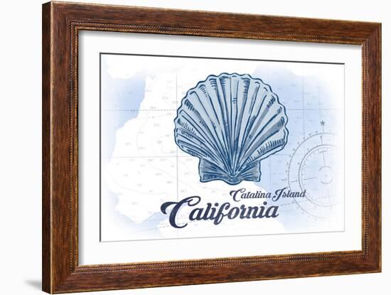 Catalina Island, California - Scallop Shell - Blue - Coastal Icon-Lantern Press-Framed Art Print