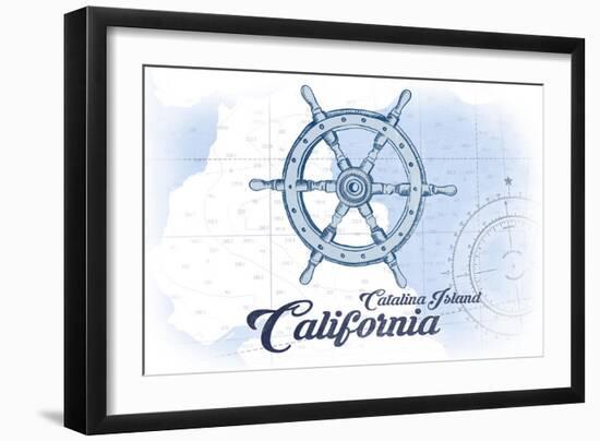 Catalina Island, California - Ship Wheel - Blue - Coastal Icon-Lantern Press-Framed Art Print