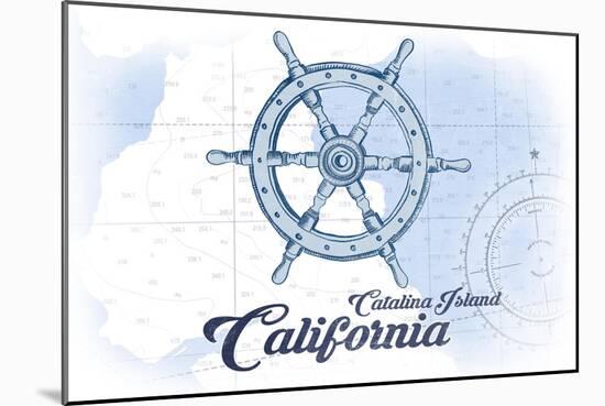 Catalina Island, California - Ship Wheel - Blue - Coastal Icon-Lantern Press-Mounted Art Print