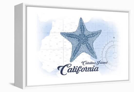 Catalina Island, California - Starfish - Blue - Coastal Icon-Lantern Press-Framed Stretched Canvas