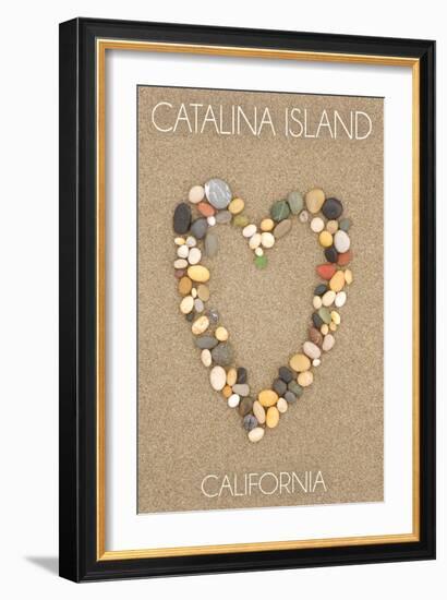 Catalina Island, California - Stone Heart on Sand-Lantern Press-Framed Art Print