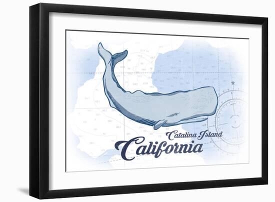 Catalina Island, California - Whale - Blue - Coastal Icon-Lantern Press-Framed Art Print