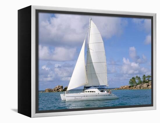 Catamaran, Island of Praslin, Seychelles, Indian Ocean, Africa-Bruno Barbier-Framed Premier Image Canvas