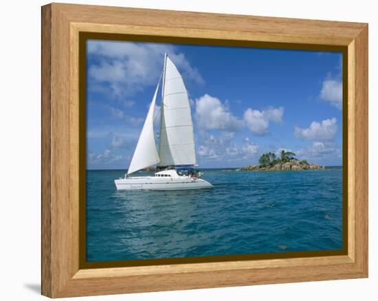 Catamaran, Island of Praslin, Seychelles, Indian Ocean, Africa-Bruno Barbier-Framed Premier Image Canvas