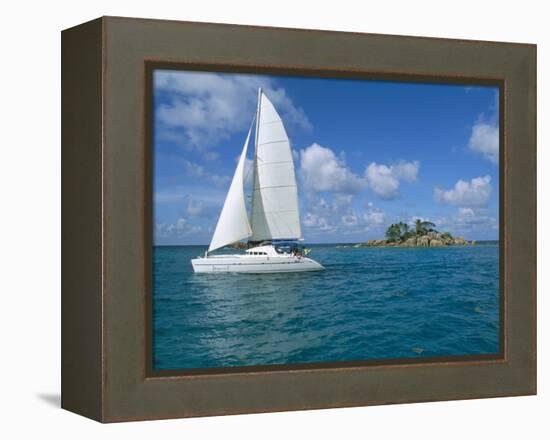 Catamaran, Island of Praslin, Seychelles, Indian Ocean, Africa-Bruno Barbier-Framed Premier Image Canvas