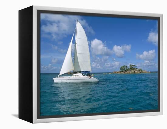 Catamaran, Island of Praslin, Seychelles, Indian Ocean, Africa-Bruno Barbier-Framed Premier Image Canvas