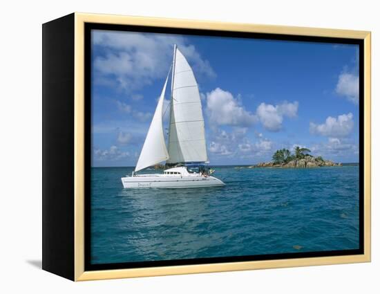 Catamaran, Island of Praslin, Seychelles, Indian Ocean, Africa-Bruno Barbier-Framed Premier Image Canvas