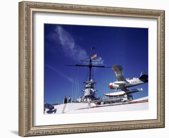 Catapult Launched Scout Plane Aboard Battleship Idaho BB-42, US Navy's Pacific Fleet Maneuvers-Carl Mydans-Framed Photographic Print