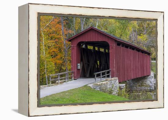 Cataract Covered Bridge over Mill Creek at Lieber, Indiana-Chuck Haney-Framed Premier Image Canvas