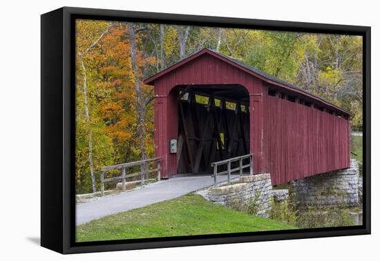 Cataract Covered Bridge over Mill Creek at Lieber, Indiana-Chuck Haney-Framed Premier Image Canvas