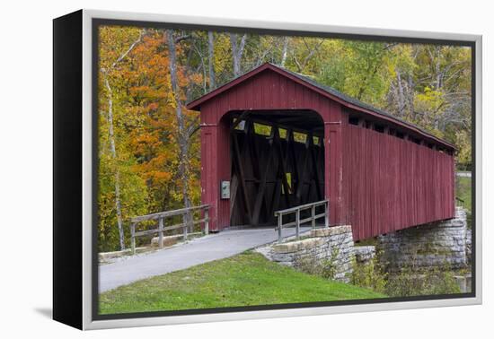 Cataract Covered Bridge over Mill Creek at Lieber, Indiana-Chuck Haney-Framed Premier Image Canvas