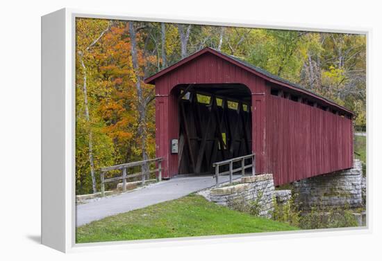 Cataract Covered Bridge over Mill Creek at Lieber, Indiana-Chuck Haney-Framed Premier Image Canvas